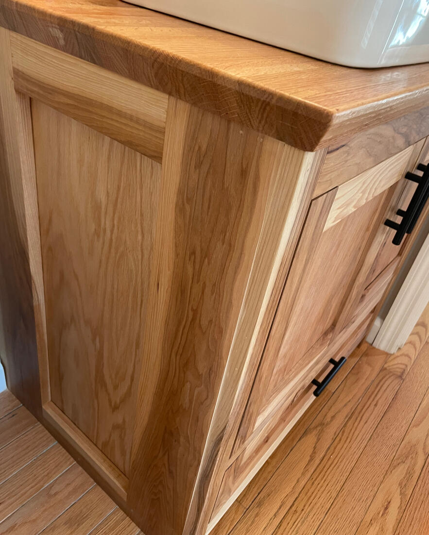 Side of hickory vanity Side of hickory vanity