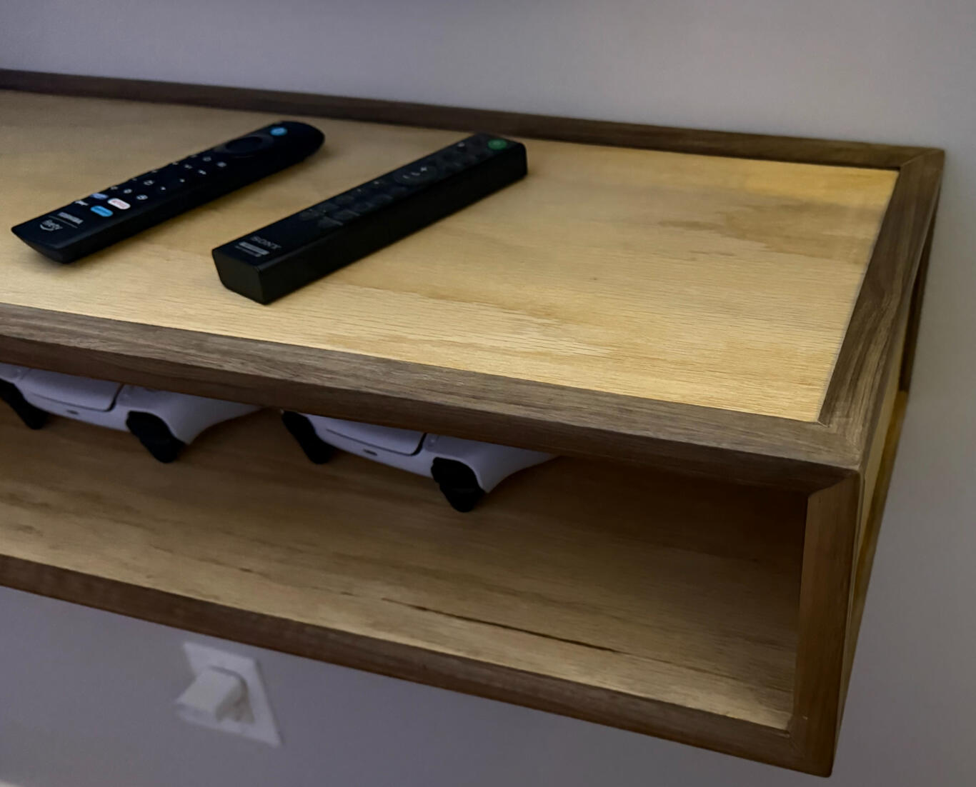 Oak/Walnut floating shelf.