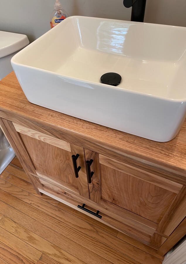 Top view of hickory vanity